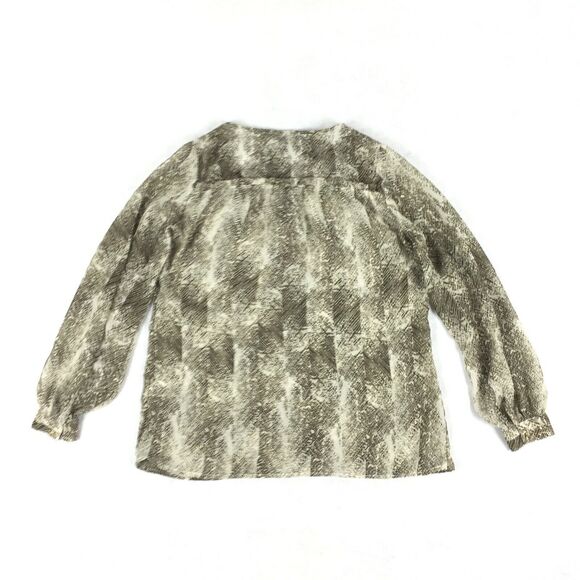 Daisy Fuentes Peasant Blouse Size Small Womens Beige Cream Sheer Print Top S - Picture 2 of 7